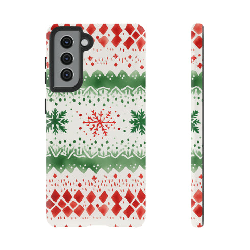 Watercolor Christmas Knitting - Impact Resistant Phone Case Samsung Galaxy S21 Matte